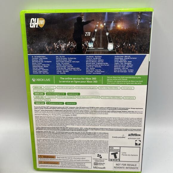 Guitar Hero Live (Microsoft XBOX 360, 2015) No Manual - No Dongle - Tested - Picture 2 of 6